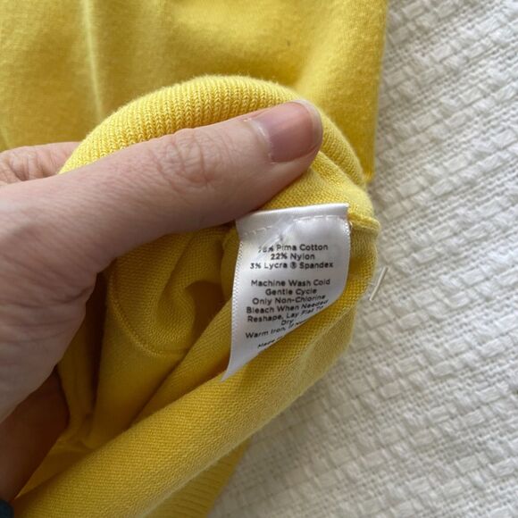 XL Talbots Yellow 3/4 Sleeve Cardigan with Stripe Detail - Picture 4 of 6